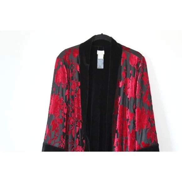 Chico's Travelers Collection Reversible Black To Red Velvet Jacket 1 8/10 H13887 - Picture 4 of 12